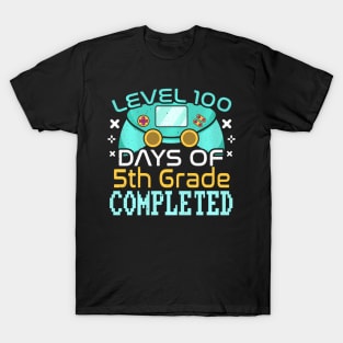 100Th Day Completed 5Th Grade Gamer Happy 100 Days Of School T-Shirt